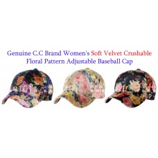 NEW C.C Mujer&apos;s Soft Velvet Crushable Floral Pattern Adjustable Baseball CC Cap  eb-42712852